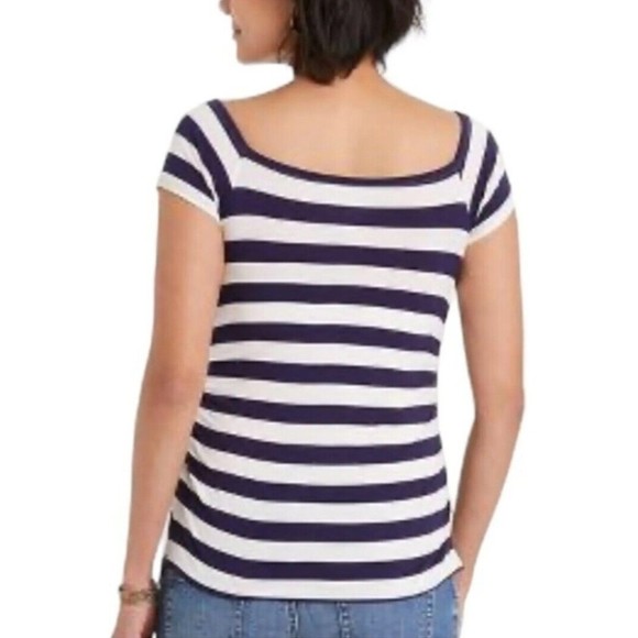 New Ingrid and Isabel blue and white short sleeve maternity top S - Picture 2 of 6